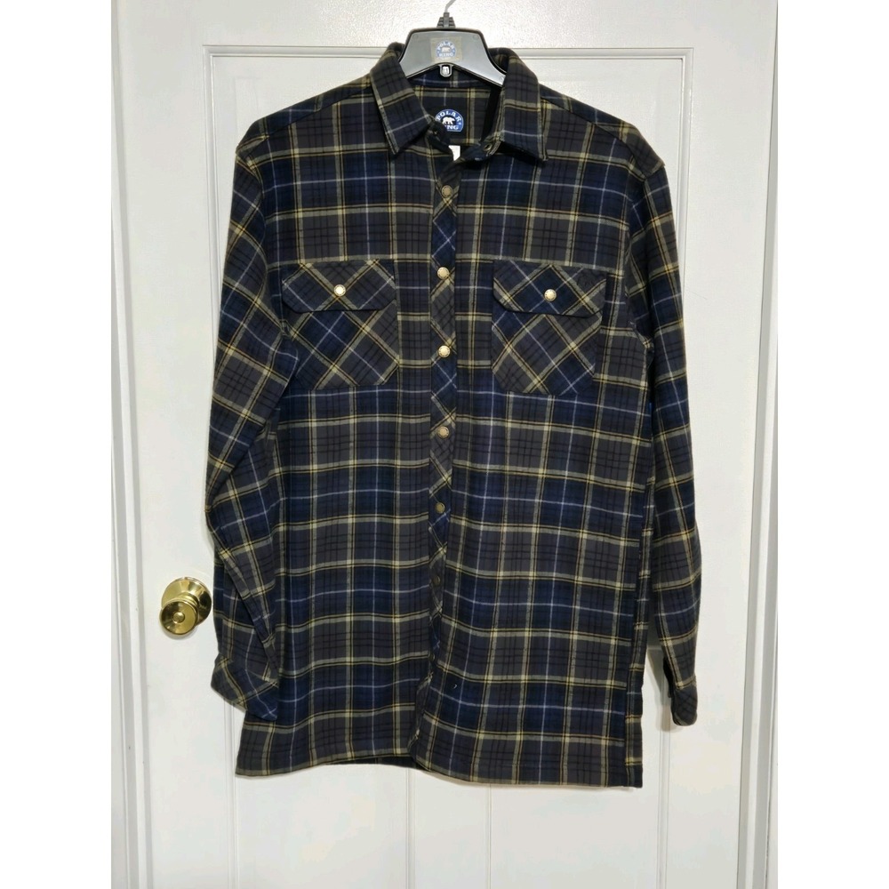 Polar King Mens Flannel heavy button up shirt fleece lining sz MD Tall NWT yello